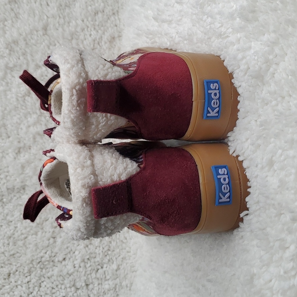 Keds Women's Burgundy Floral High-Top Sneakers - Picture 4 of 9